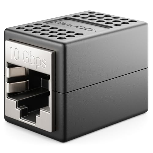 deleyCON LAN Kabel Verl&auml;ngerung RJ45 Kupplung (10 Gbit/s) Verbinder f&uuml;r Cat8/Cat7/Cat6/Cat5 Ethernet Cable Patchkabel Netzwerkkabel Netzwerk Adapter 10 Gigabit POE - 1 St&uuml;ck - Schwarz