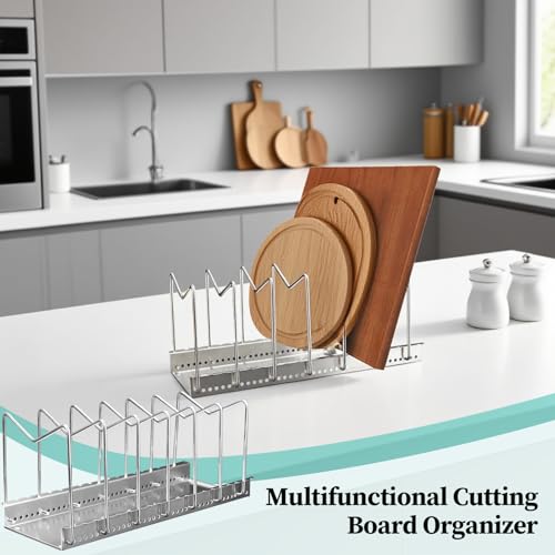 Soporte para tabla de cortar en acero inoxidable con diseño robusto de 7 ranuras 4
