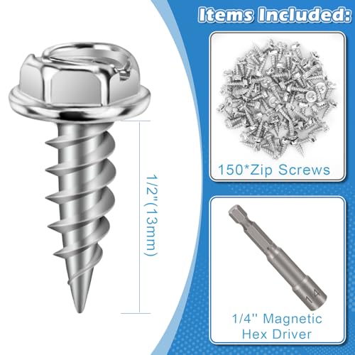 150 Tornillos Autoperforantes Hexagonales 1/2" Acero Inox miniatura 6
