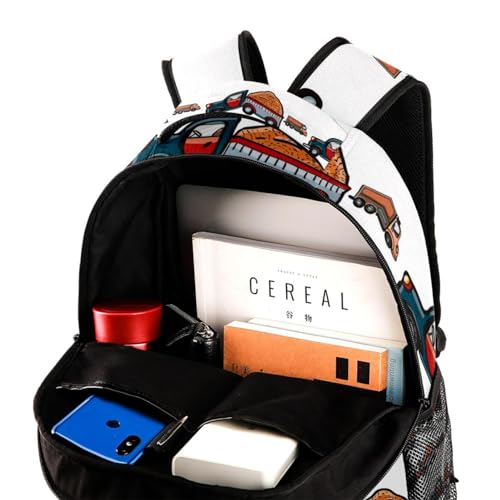 Sac à dos d'école motif camion et pick-up multicolore pour adolescents 40cm - 4