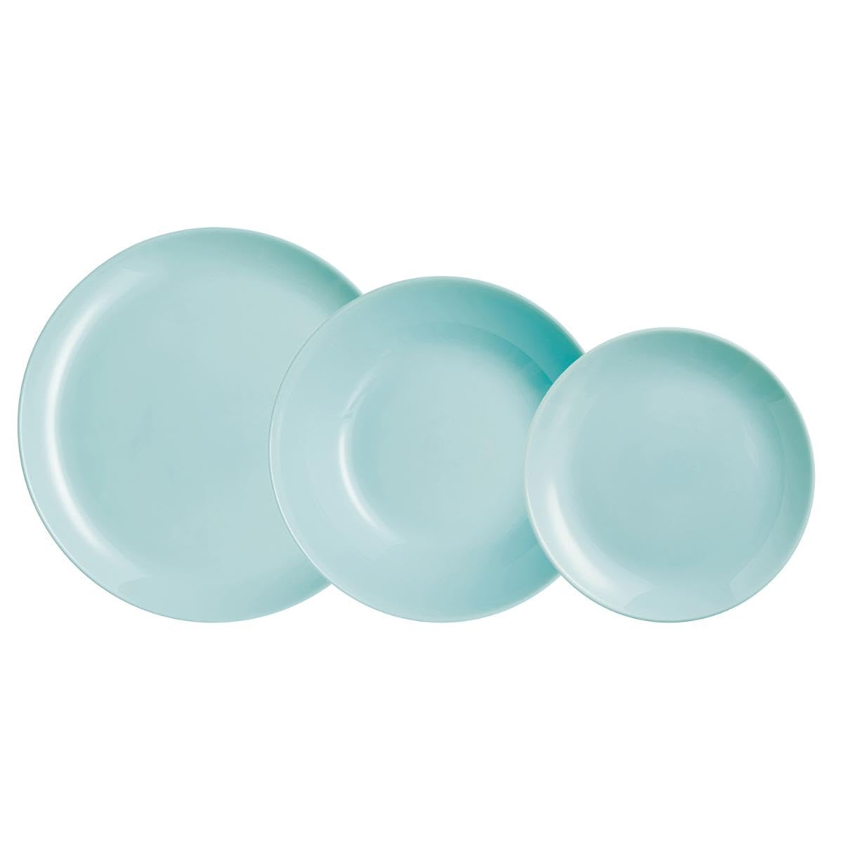 Luminarc Diwali Turquoise Opal Dinnerware Set 18 Pieces – 6 People Opal Suitable Microwave Safe Fridge Stackable