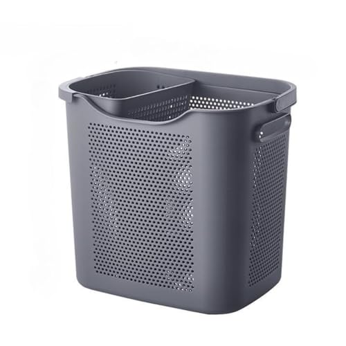 「NexPon」ランドリーワゴン 洗濯かご 2段 洗濯バスケット ランドリーバスケット スリム メッシュ 大容量 キャスター付き 脱衣所 トイレ キッチン 収納ラック (グレー,大きいサイズ+下着収納バスケット)