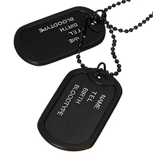 itchoate Masculino Preto Militar Exército 2 Dog Tags Colar Pingente Corrente N045 - Preto