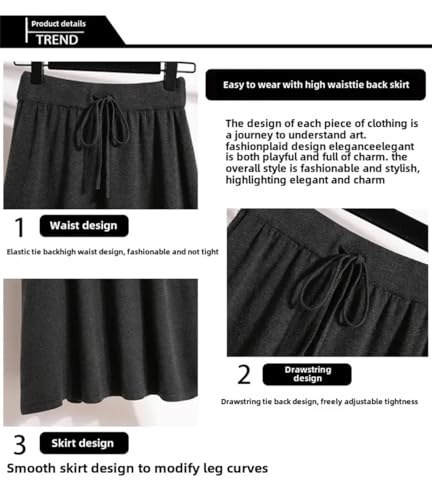 Women's Fall Winter High Waist Slim Fit Knitted Midi Skirt Elastic Waist Long Skirt2