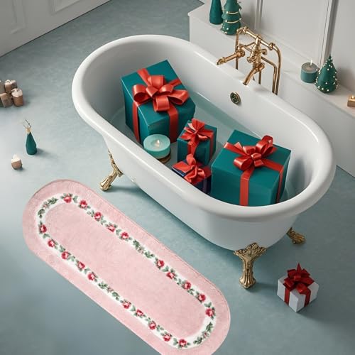 Tapete Ovalado Rosa Floral Ultra Suave miniatura 3
