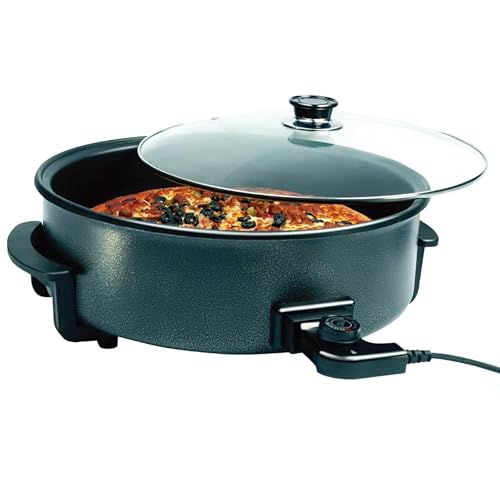 SHOV XXL Elektrische Pfanne Ø 42 cm x 13 cm | Pizzapfanne, Partypfanne, Paella Pfanne, Bratpfanne elektrisch | 1500 Watt, Antihaft-Beschichtung, stufenlose Temperaturregelung