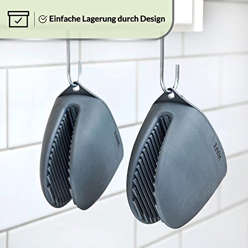 WAFE Mini-Ofenhandschuhe für Heißluftfritteuse - 2 Silikon-Fingergriffe - Hitzebeständige Klemmschutz-Abdeckungen für Kochen, BBQ, Grillen - Einheitsgröße, doppelte Hand-Topflappen mit Ofenrostschutz