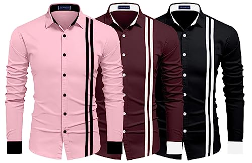 Image of Zombom Men's Striped Regular Fit Shirt