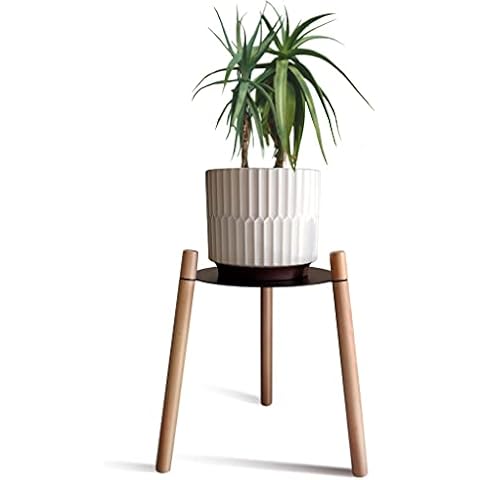magarz Wood Plant Support Metal Saucer Medieval Style Simple Side Table Indoor Beechwood Plant Stand for Flower Pots Coffee Table (EXCLUDE Plants and Planters) (Log) Cover