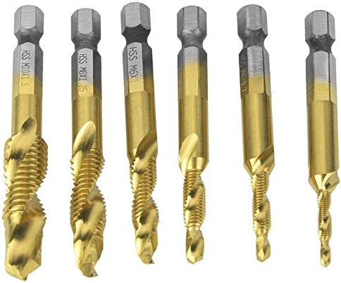 Drill Bits For 6PCS M3/M4/M5 M6/M8/M10 Drill Bit High Speed Steel 6.35mm Hex Shank Tap Drill Bit Compound Tap - (Color: Bronze)