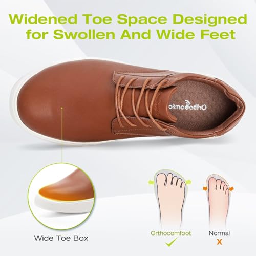 OrthoComfoot Men's Orthopedic Wide Leather Dress Walking Shoes: Comfortable Arch Support Oxfords for Plantar Fasciitis, Orthotic Casual Business Work Shoes for Foot and Heel Pain Relief3