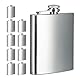 Relaxdays Flachmann 10er Set, 200 ml, Edelstahl Schnapsbehälter für unterwegs, Taschenflasche Schraubverschluss, Silber