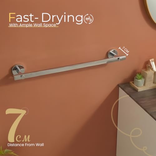 Image of GLOXY Premium Elite 24 Inch Towel Rod for Bathroom Combo Pack of 2 - Wall Mount Chrome Finish Stainless Steel Rust Proof Bathroom Rod for Clothes - Bathroom Fittings Accessory Bath Towel Holder
