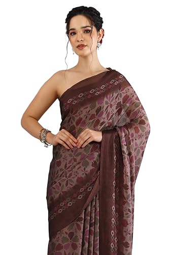 Image of MIRCHI FASHION Saree for Woman | Chiffon Floral Printed Breathable Occasional Sari with Blouse