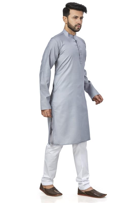 Be Active Men's Traditional Solid Full Sleeves Kurta || Cotton Kurta For Men || Men Kurta For Wedding || Kurta For Men (N-Rfsk0001 13 Kr S) Grey
