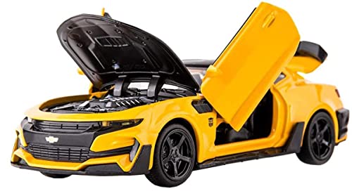 Image of Die-Cast Metal 1:32 Scale Camaroo with Openable Doors and Pull Back Action, Lights & Music (Yellow)