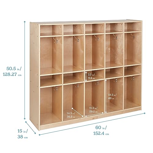 ECR4Kids 10-Section Storage Locker, Classroom Furniture, Natural