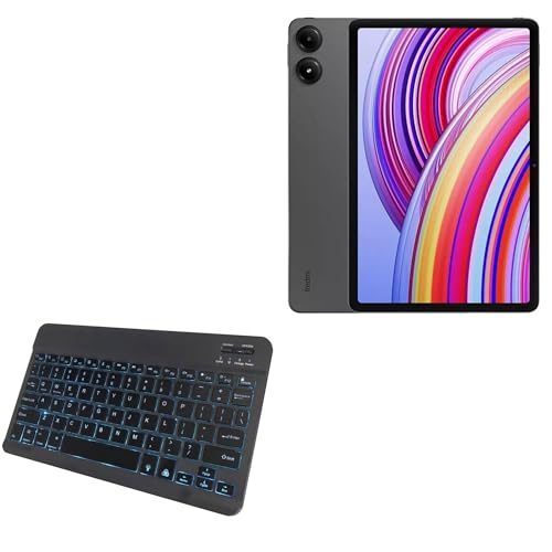 BoxWave Keyboard Compatible with Xiaomi Redmi Pad Pro 5G - SlimKeys Bluetooth Keyboard - with Backlight, Portable Slim LED 7 Colors - Jet Black