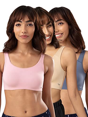 Image of NYKD NYB113 Cotton Non Padded Non Wired Full Coverage Slip On Everyday Bra Pack of 3