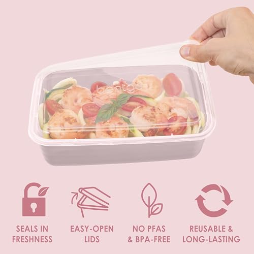 Bentgo Prep - 20-Piece 1-Compartment Reusable Meal Prep Containers with Lids, PFAS & BPA Free Materials, Durable, Microwave, Freezer, & Dishwasher Safe To Go Food Storage (Blush Pink)