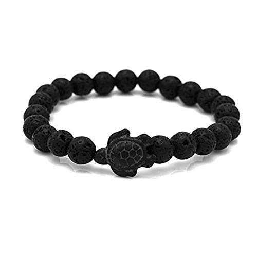 Mainbead Black Agate Bracelet Energy Bracelets Gemstone with Turtle Beads Bracelet (Black)
