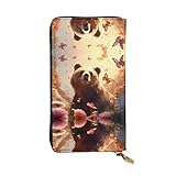 Taille du produit : ce portefeuille long en cuir imprimé AKGFFDS Heads Up Bear mesure 19 x 10,5 x 2,5 cm et peut facilement contenir de petits articles tels que de l'argent, des pièces de monnaie, des cartes de crédit, etc.