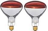 2 Pack 250 Watts R40 Red Heat lamp Light Bulbs Infrared Flood Reflector Incandescent Spotlight for Food Service, Brooder Bulb, Chicken, Pet, Bathroom, Light Therapy 250R40/HR Medium E26 Base