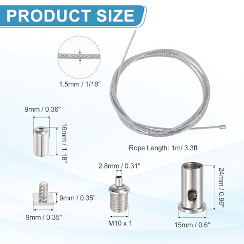 Cables de alambre para colgar lámparas de techo uxcell con kit de tornillos 2