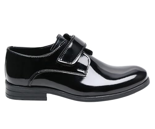 Boys' Black Patent Dress Shoes with Hook-and-Loop Strap – Formal Kids' Footwear3