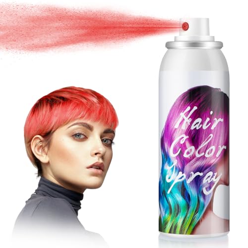 Spray Couleur Pour Cheveux Rouge, Laque Temporaire Colorée Pour Cheveux, Spray Colorant Capillaire Lavable À Usage Unique Pour Fête Costumée Cosplay Halloween, Coloration Rapide -100ml