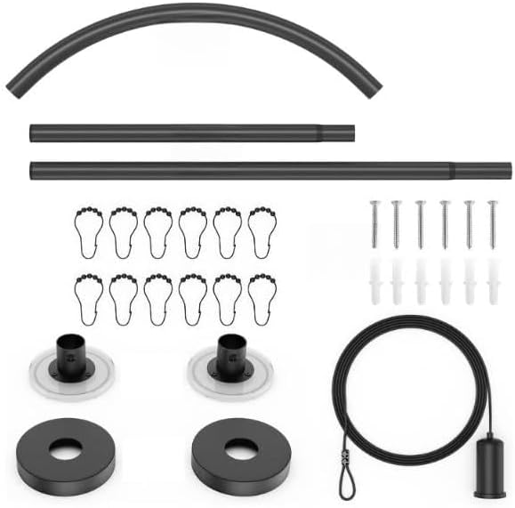 Stretchable 304 Stainless L Shaped Bathroom Bathtub Corner Shower Curtain Rod Rack(Diamond Shaped- Gold)