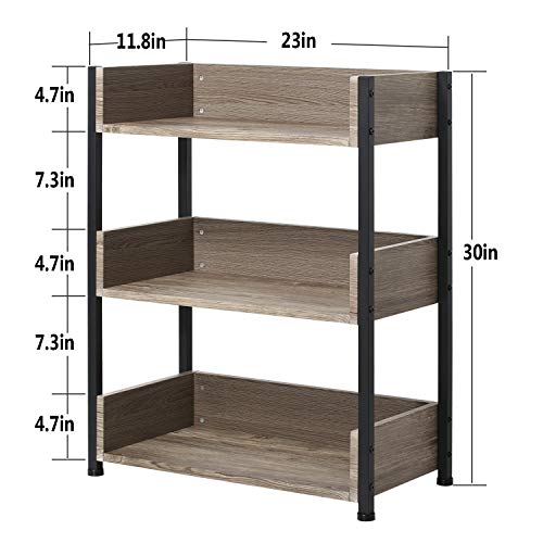 Vecelo 3-Tier Bookcase,Small Storage Shelves,Industrial Shelving Unit For Living Room,Bedroom,Classroom,Brown #TOP2