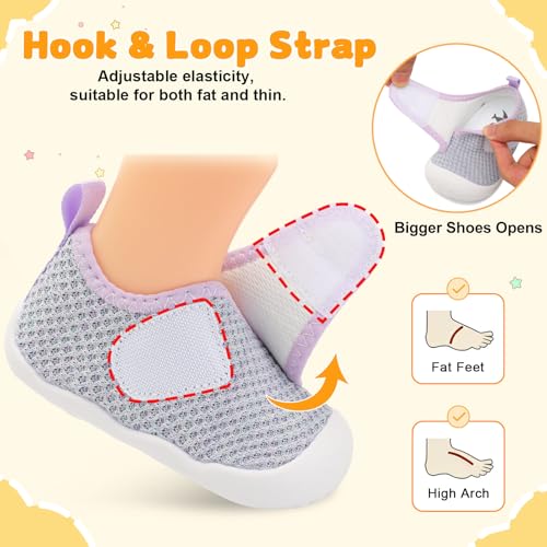 Image of FEETCITY Baby First Walking Shoes Wide Baby Shoes Infant Sneakers Newborn Crib Shoe Barefoot Lightweight Slip On Shoe