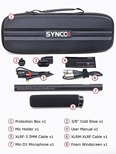 Synco Condenser Shotgun Microphone, Mic D1 Video Camera Xlr Shotgun Microphone For Dslr Camera Camcorder, Super Cardioid Directional Mic #TOP7