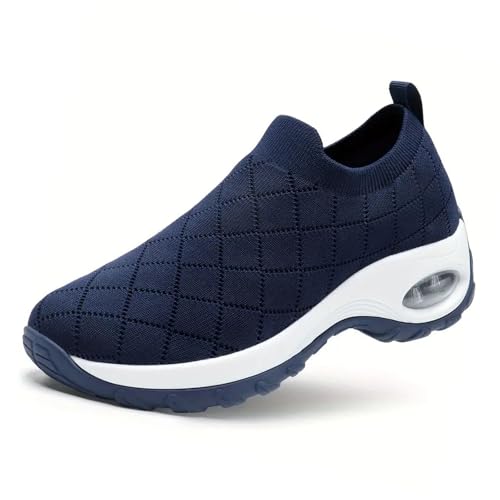 Diabetikerskor för damer, bekväma sommarsneakers, lätta och luftgenomsläppliga ortopediska skor, avslappnade löparskor och promenadskor, för breda fötter, slip-in-skor i mesh, träningsskor. , 42 EU