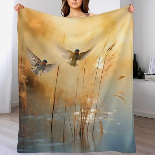 Couverture douce oiseau pour sublimer votre plaid jeté canapé - 2