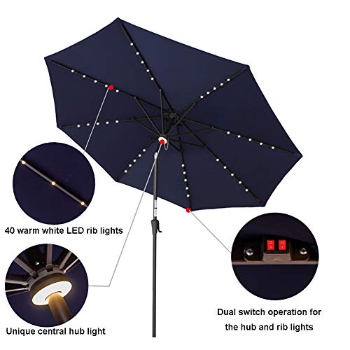 C Hopetree 10 Ft Outdoor Patio Market Umbrella With Solar Led Lights And Tilt Navy Blue Buy Online In Botswana At Desertcart