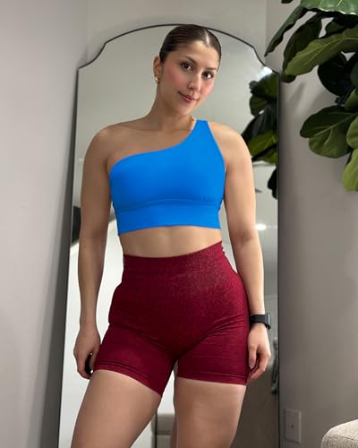 Image of Queenie Ke Womens One Shoulder Sports Bra Left Side Strap Yoga Bras Gym Training Workout Crop Tops