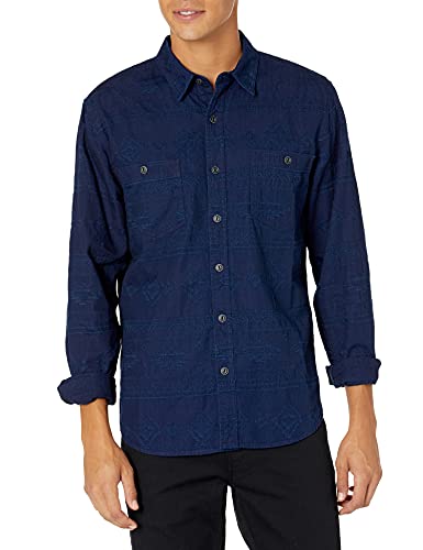 Lucky Brand Men's Long Sleeve Button Up Jay Bird Shirt, Indigo Multi, XL