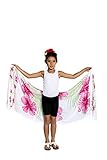 1 World Sarongs Girls Hawaiian Half Sarong in Pink/Green/White