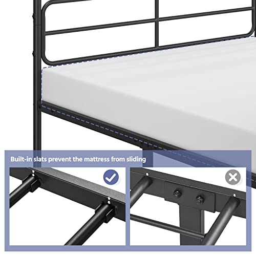 Yaheetech Modern Queen Size Metal Platform Bed Frame Mattress Foundation With Geometric Patterned Headboard/Footboard/Under Bed Storage/No Box Spring Needed/Sturdy Slat Support，Queen Size Black #TOP6