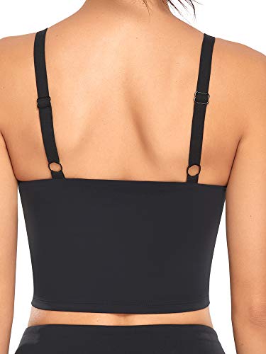 Image of Oalka Sports Bra Womens Longline Padded Crop Yoga Tank Tops