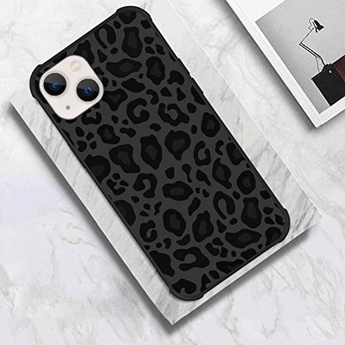 Image of KANGHAR Case Compatible with iPhone 13,Black Leopard Design | Tire Texture Non-Slip +Shockproof Rugged TPU Protective Case for iPhone 13 6.1 Inch (2021) Leopard Pattern