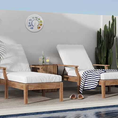 Image of Taylor Colorful Icons Big and Bold Wall High Temperature Thermometer Indoor Outdoor Wireless Easy Read Large Numbers for Patio Pool Indoor Use, Weather Resistant 13.25 Inch Modern Home Decor, White