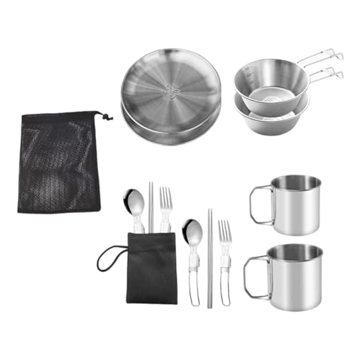 キャンプカトラリーセットステンレス鋼キャンプ調理プレート付き屋外バックパッキングピクニック