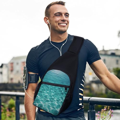 Mochila tipo sling para deporte y senderismo Azul Aqua miniatura 3