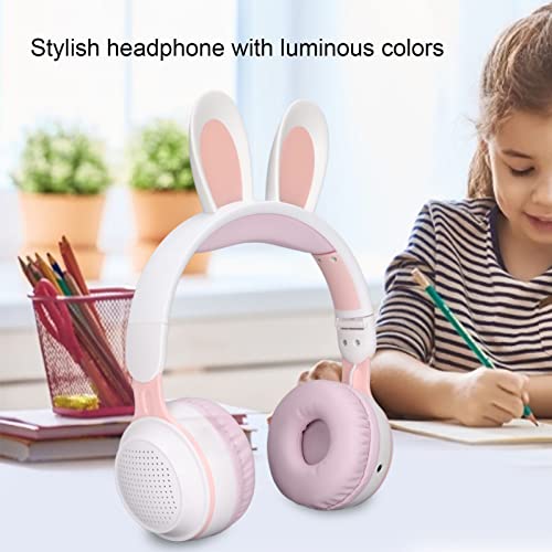 Kids Headphones, Bluetooth 5.0 Headphones with Rabbit Ear, Over Ear LED Light Foldable Wireless Headset, Support TF/AUX - Image 3