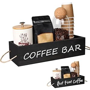 Wojoiul Wooden Coffee Station Organizer, Coffee Bar Accessories Decor Pod Holder Storage Basket Coffee k Cup Holder with…