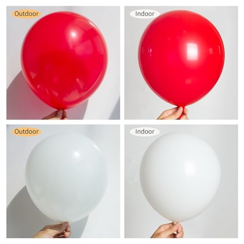 Image of 130pcs 18 /12 /10 /5 Inch Red and White Balloons Garland Arch Kit