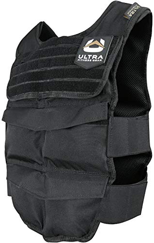 Ultra Fitness Gear Breathable Exercise Weighted Vest, 12 to 48 lbs Capacity, with Full Molle Webbing Chest Panel and Secure Straps, Weighted Workout Vest for Men and Women, Black